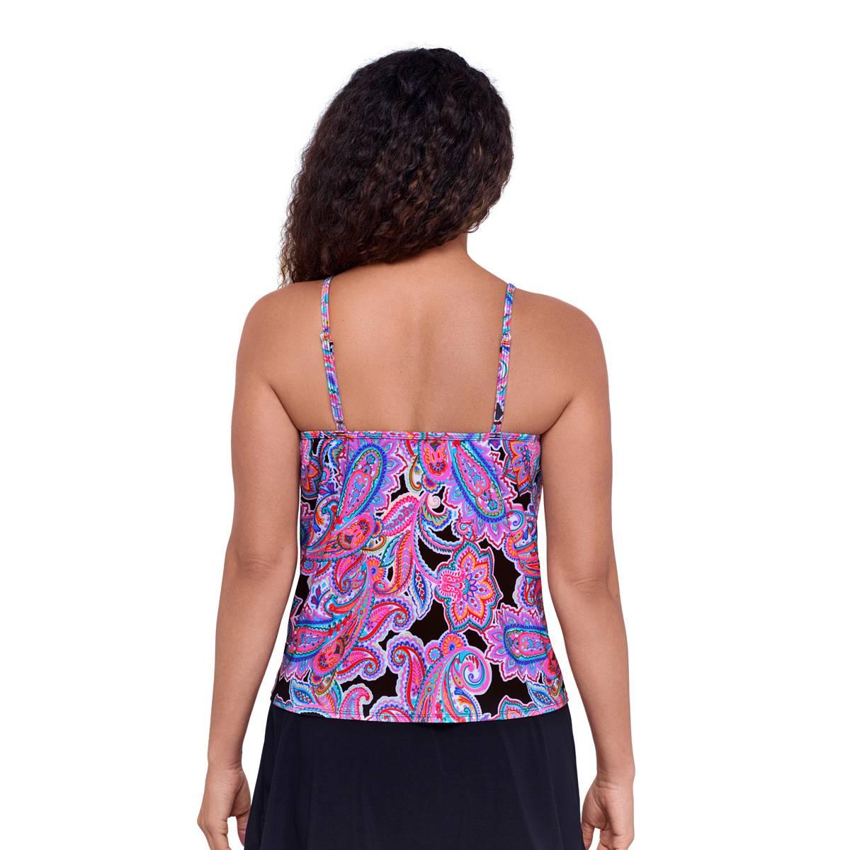 Womens American Beach Paisley Party Hanky Hem Tankini Swim Top