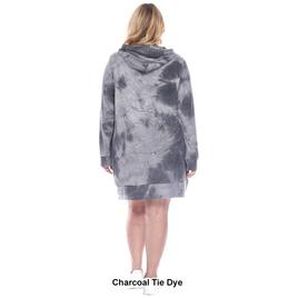 Plus Size White Mark Long Sleeve Hooded Tie Dye Sweatshirt Dress