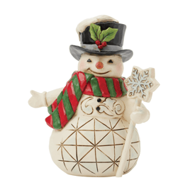 Jim Shore Heartwood Creek Snowman Snowflake Staff Mini Figurine