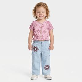 Toddler Girl Penelope Mack(tm) Flower Top & Wide Leg Cargo Set