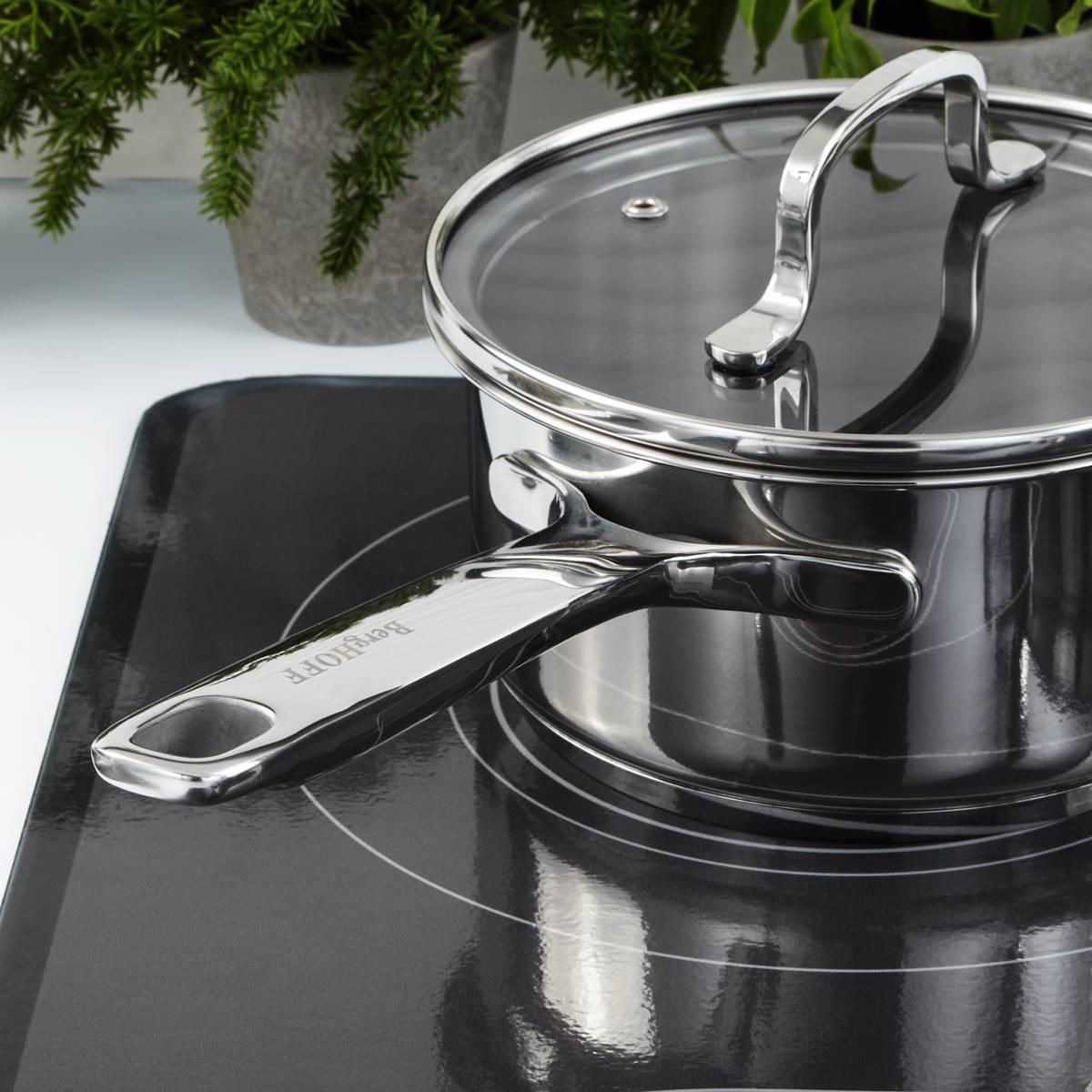 BergHOFF Helix Stainless Steel 1.6qt. Saucepan w/ Glass Lid
