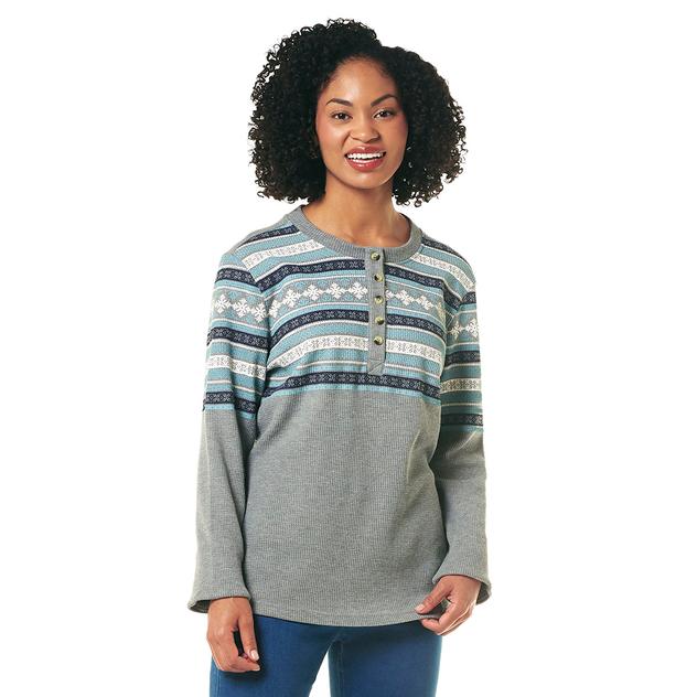 Womens Erika Long Sleeve Fair Isle Thermal Tee
