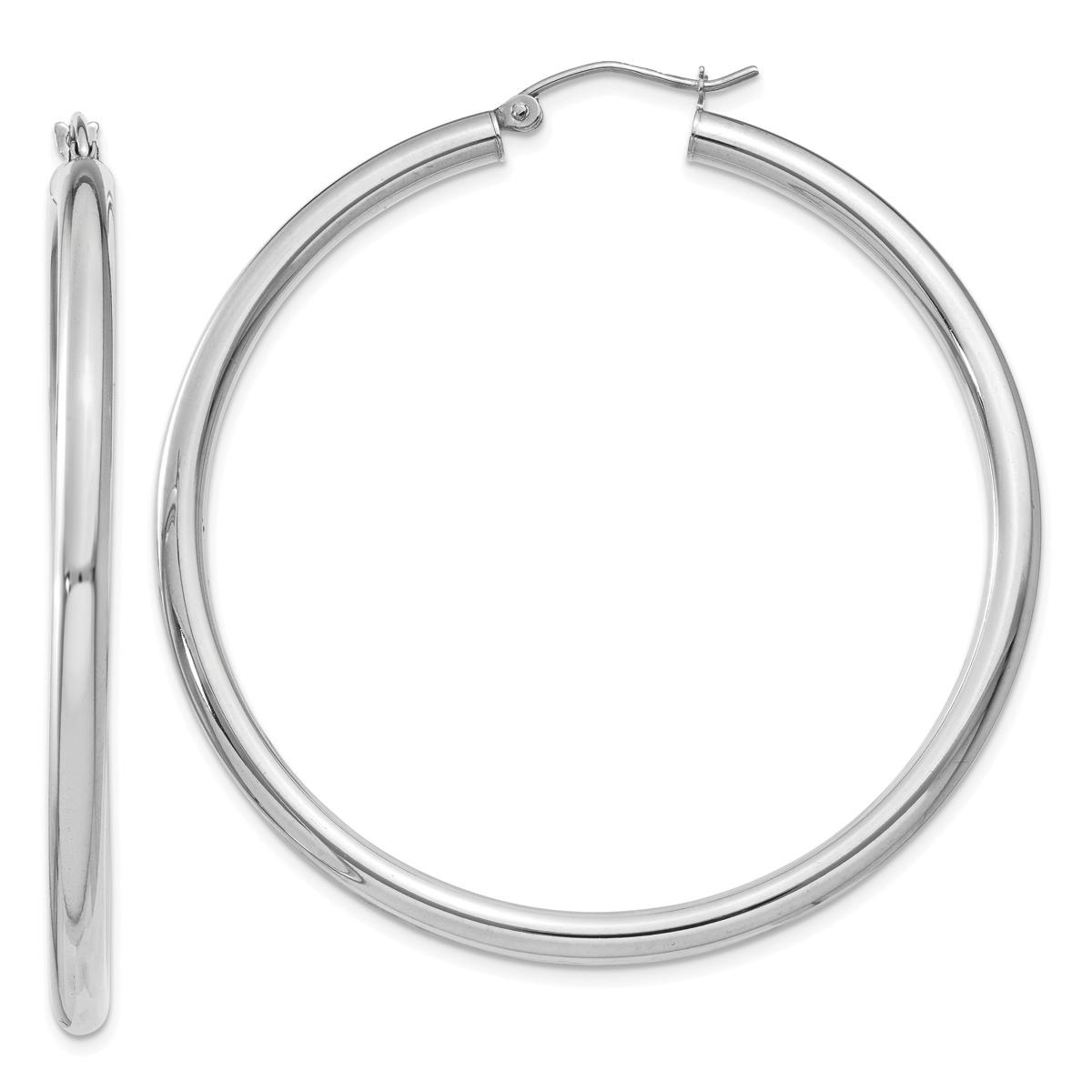 Gold Classics(tm) 14kt. White Gold 50mm Tube Hoop Earrings