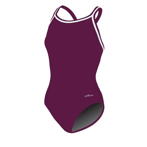 Womens Dolfin(R) Team Solid DBX Back One Piece Swimsuit - Maroon