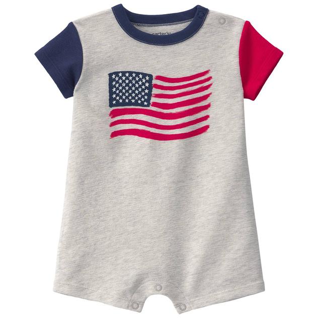 Baby Unisex (3-24M) Carter's® Color Block American Flag Romper