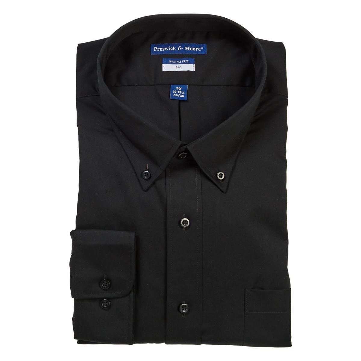 Mens Big & Tall Preswick & Moore Stretch Dress Shirt - Black