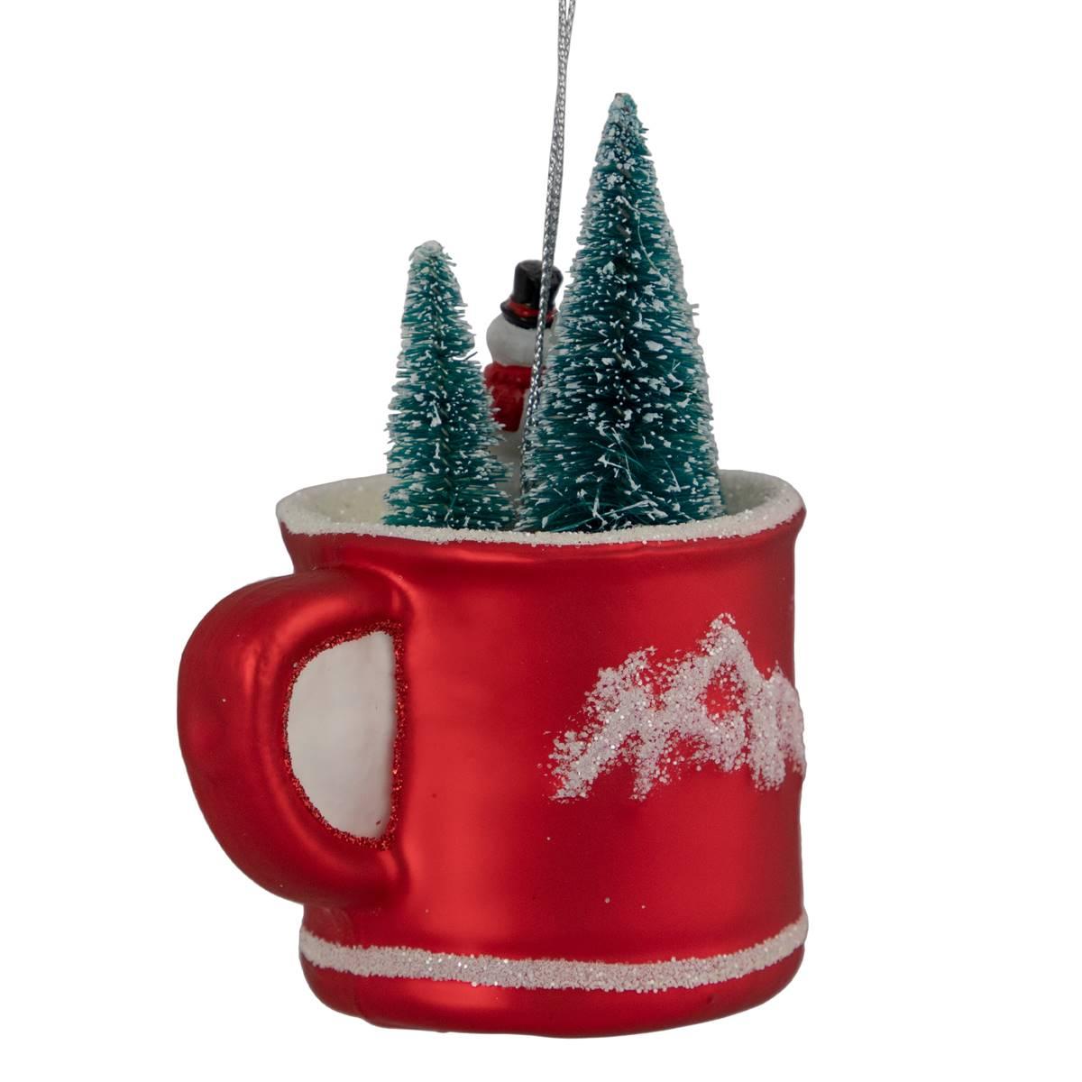 Northlight Seasonal 4.25in. Snowman in a Cup Glass Ornament