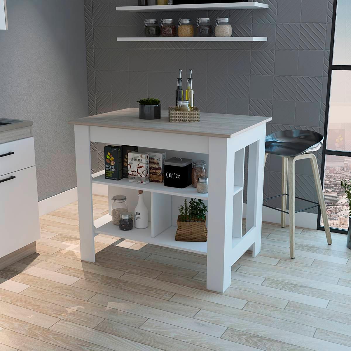 FM FURNITURE Brooklyn Antibacterial Kitchen Island