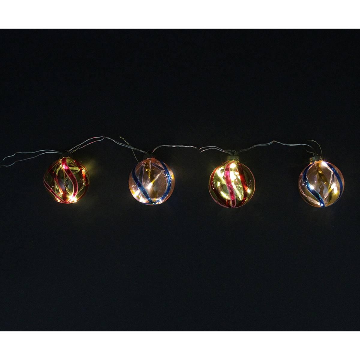 PENN Set of 4 LED Pink and Yellow Glass Ball Christmas Ornaments