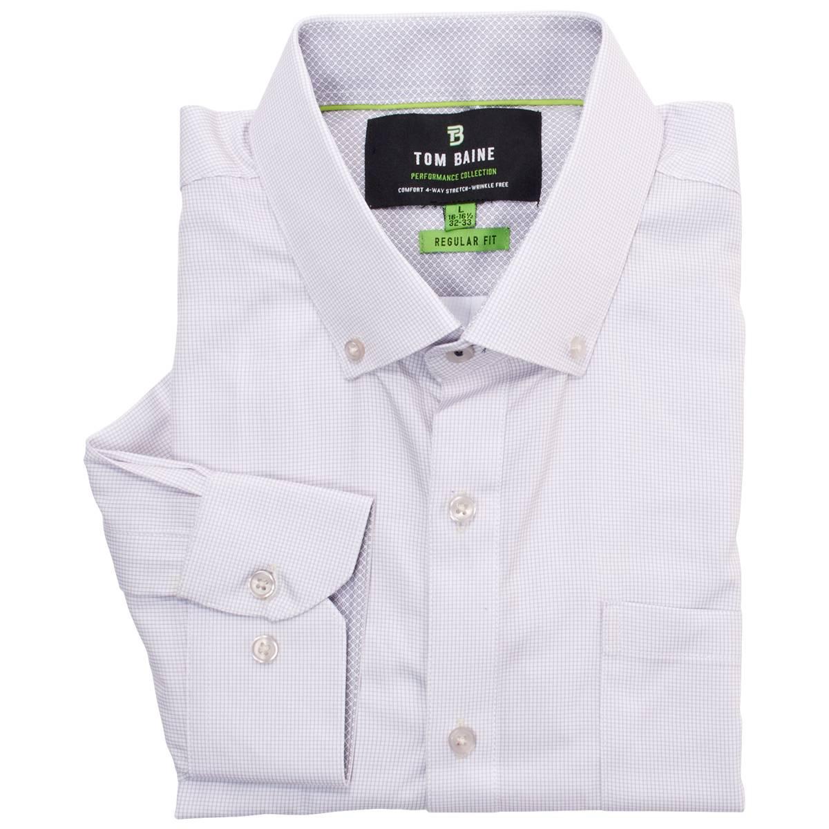 Mens Tom Baine Performance Regular Fit Checkered Dress Shirt