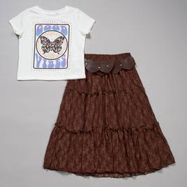 Girls (7-12) Freestyle Revolution Good Vibes Tee/Lace Maxi Skirt