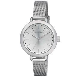 Womens Laura Ashley(R) Silver Mesh Watch LA31026SS