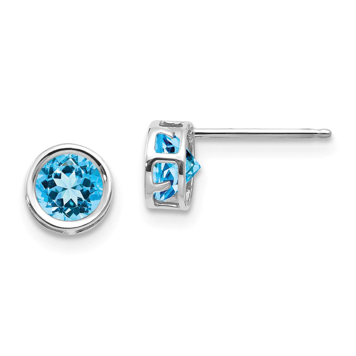 Gemstone Classics(tm) White Gold 5mm. Blue Topaz Earrings