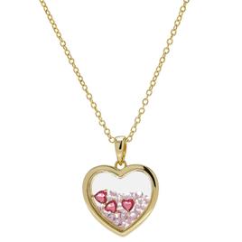 14kt. Gold Plated & Pink CZ Heart Shaker Pendant Necklace