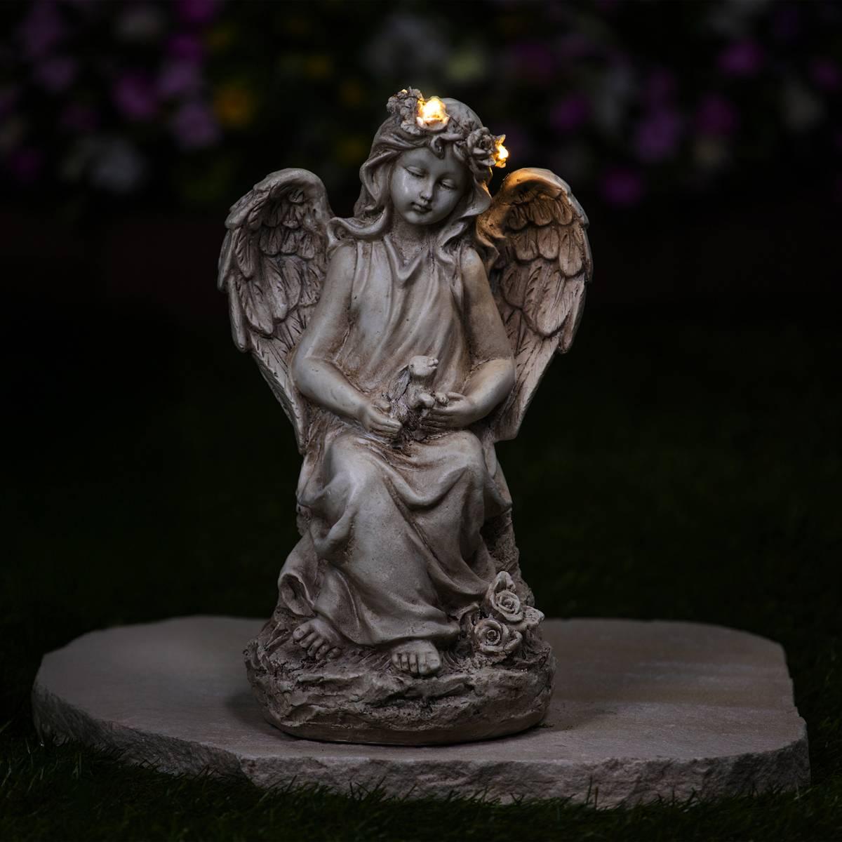 Northlight Seasonal LED Lighted Angel w/ Rabbit Garden Statue