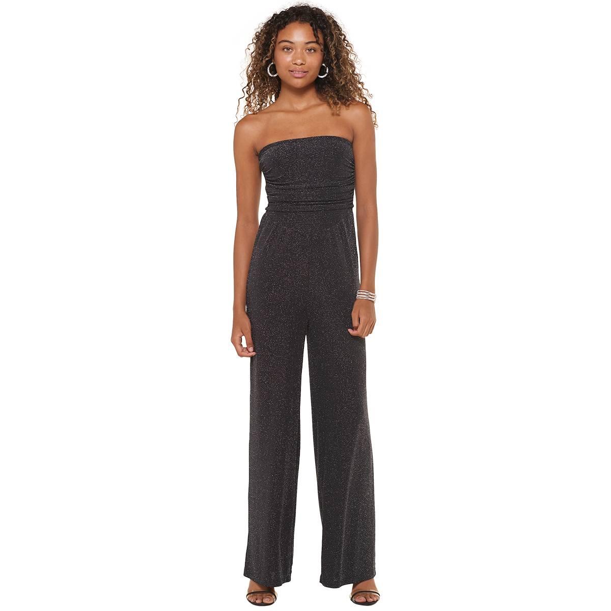 Juniors Madden Girl Lurex Knit Ruched V-Waist Tube Jumpsuit