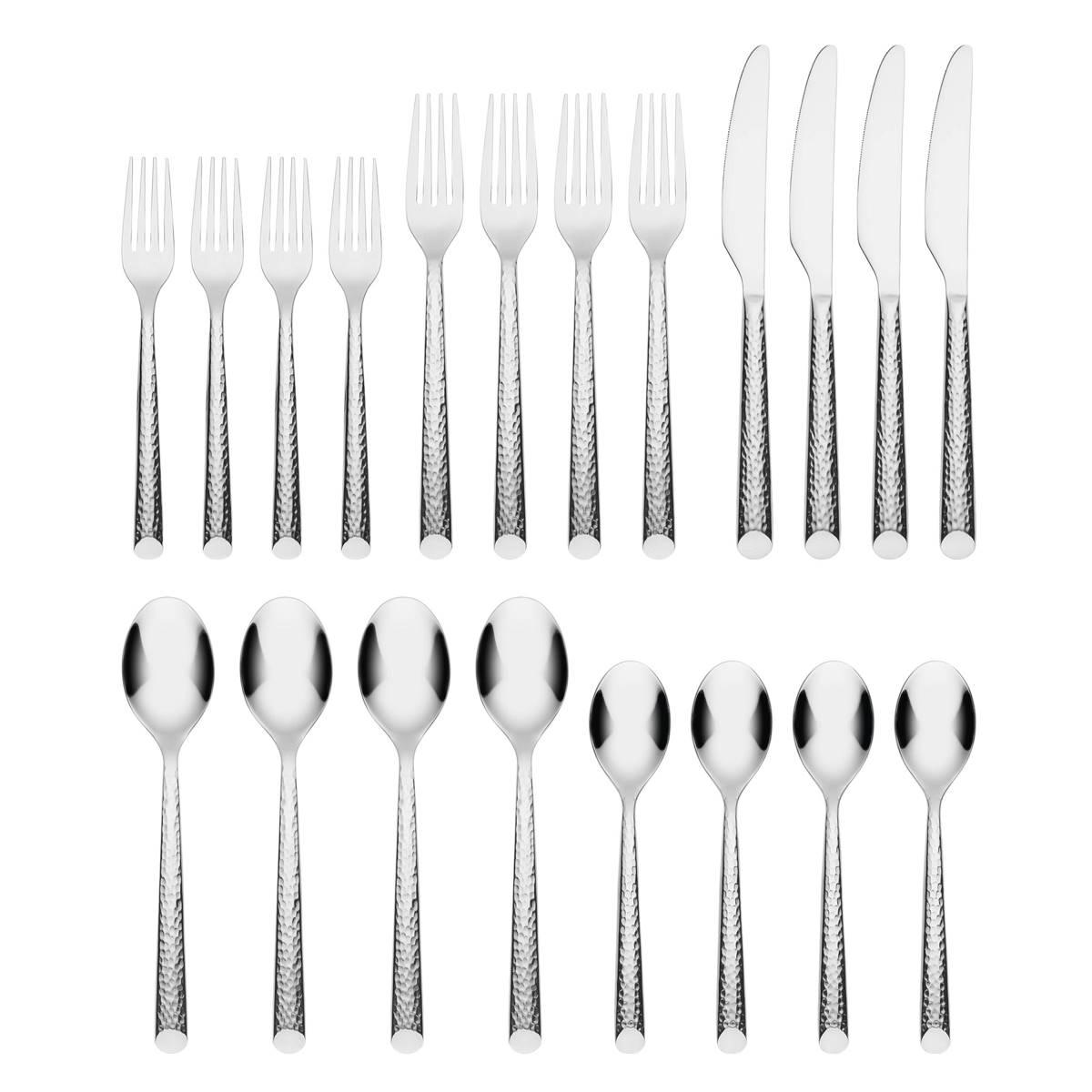 Cambridge® Else Mirror Hammered 20pc. Flatware Set