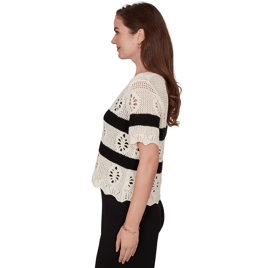Womens Skye’s the Limit Terra Tropic Pointelle Stich Cardigan