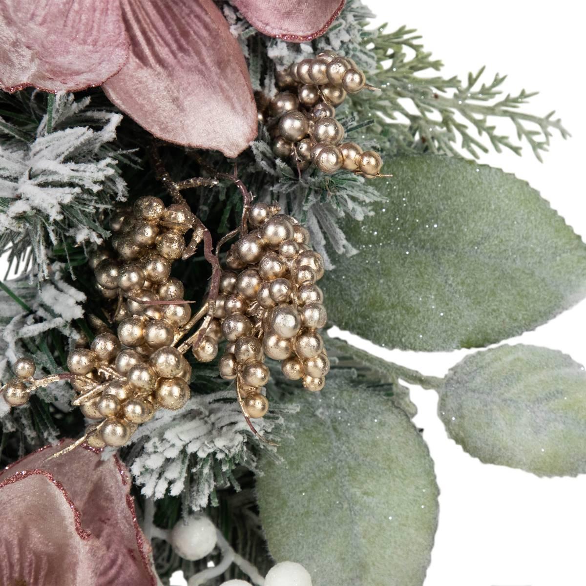 Northlight Seasonal 24in. Floral Frosted Pine Christmas Wreath