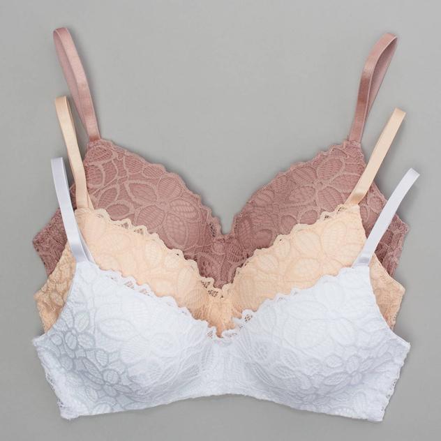 Womens René Rofé® 3pk. Wire Free Lace Molded Bras B28440H3-WCTD