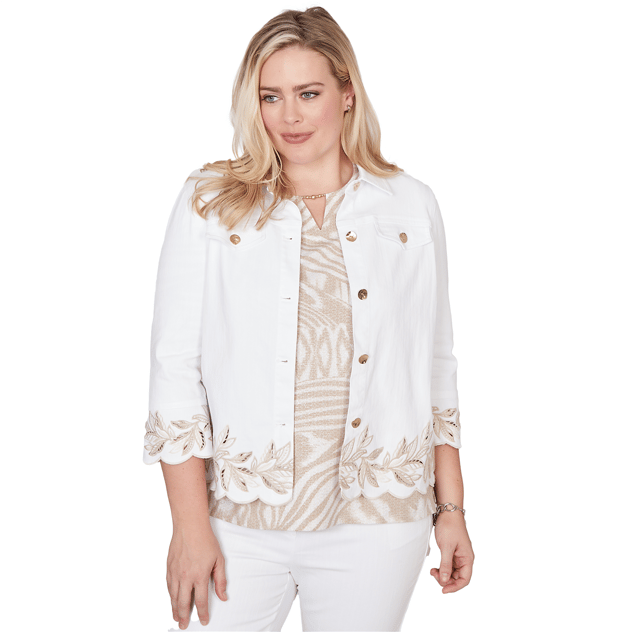 Womens Alfred Dunner Natural Wonder Embroidered Denim Jacket