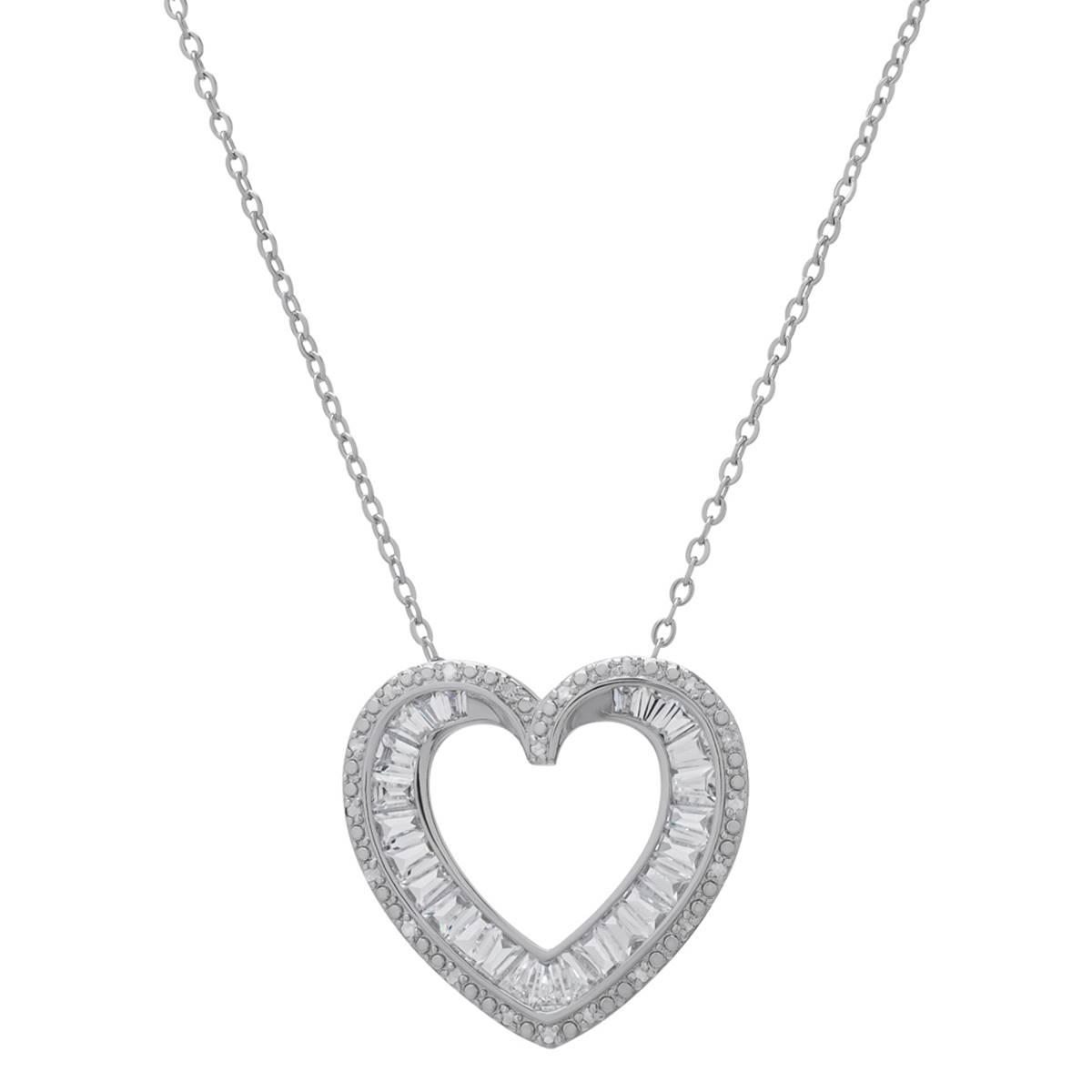 Gianni Argento Silver Plated Diamond Open Heart Pendant