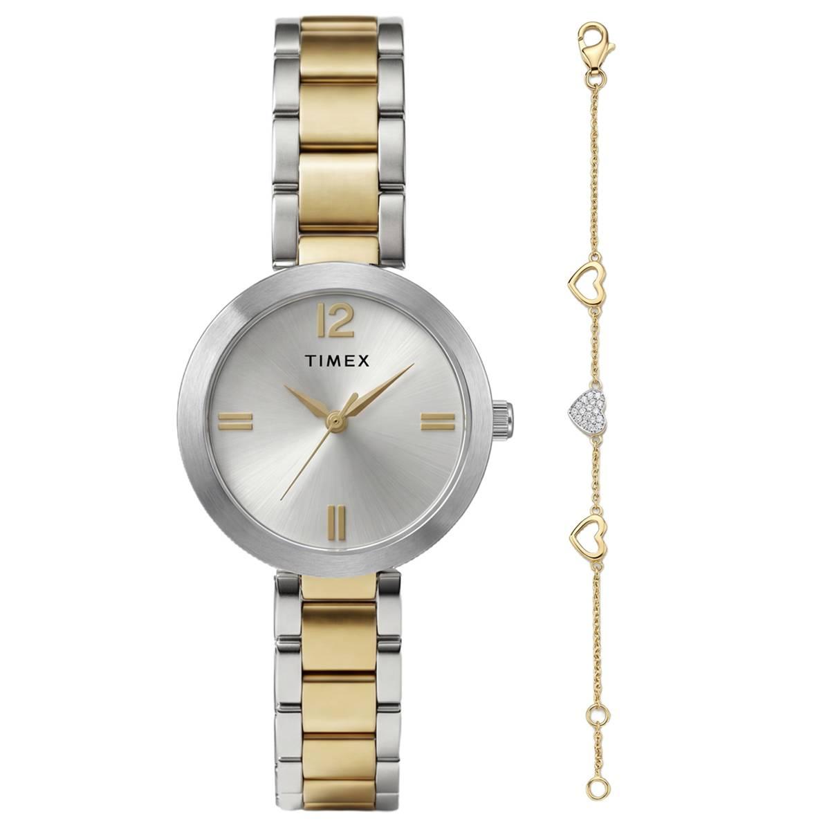 Womens Timex(R) Two-Tone Watch & Heart Bracelet Set - TWG068200JI
