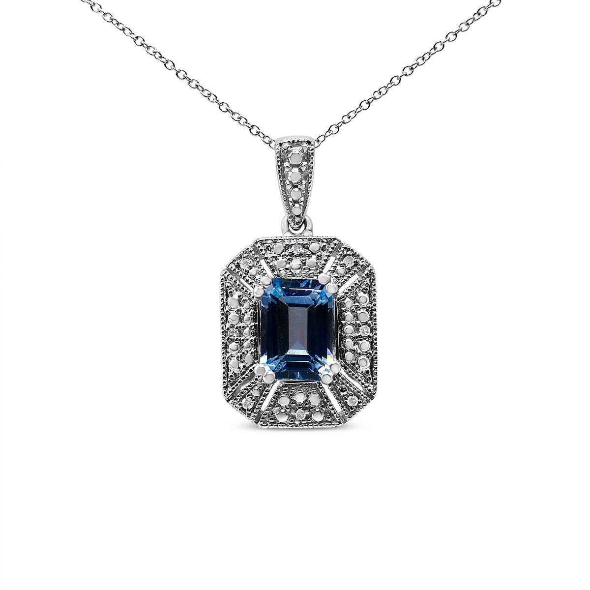 Haus of Brilliance Sterling Silver Blue Topaz Pendant Necklace