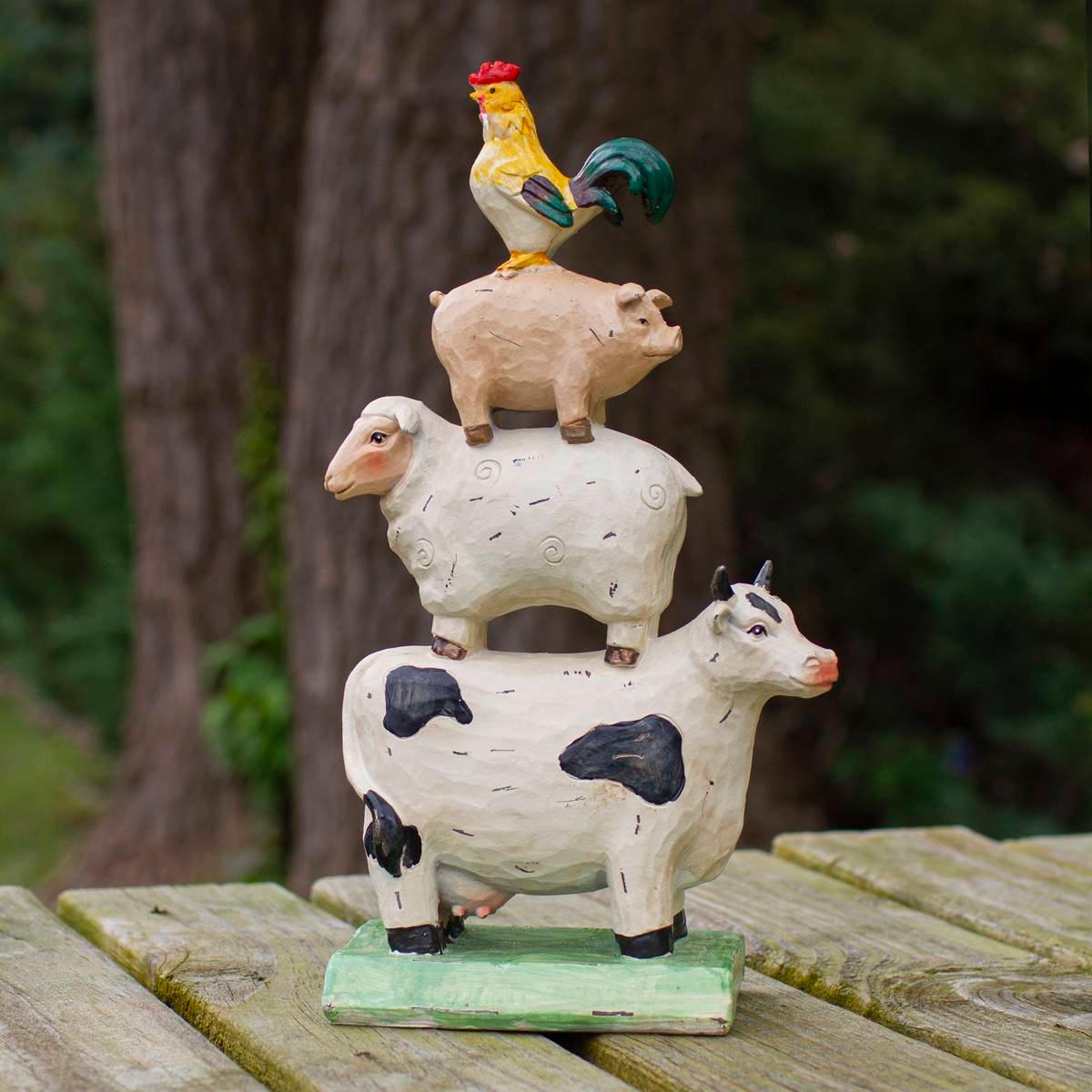 Northlight Seasonal 11.5in. Stacked Farm Animals Garden Statue