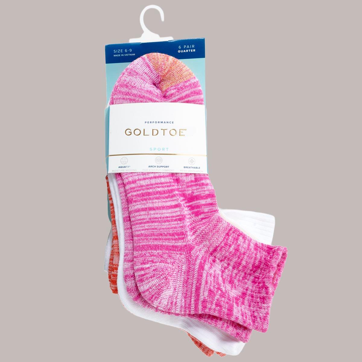 Womens Gold Toe(R) 6pk Short Half Cushion Quarter Socks