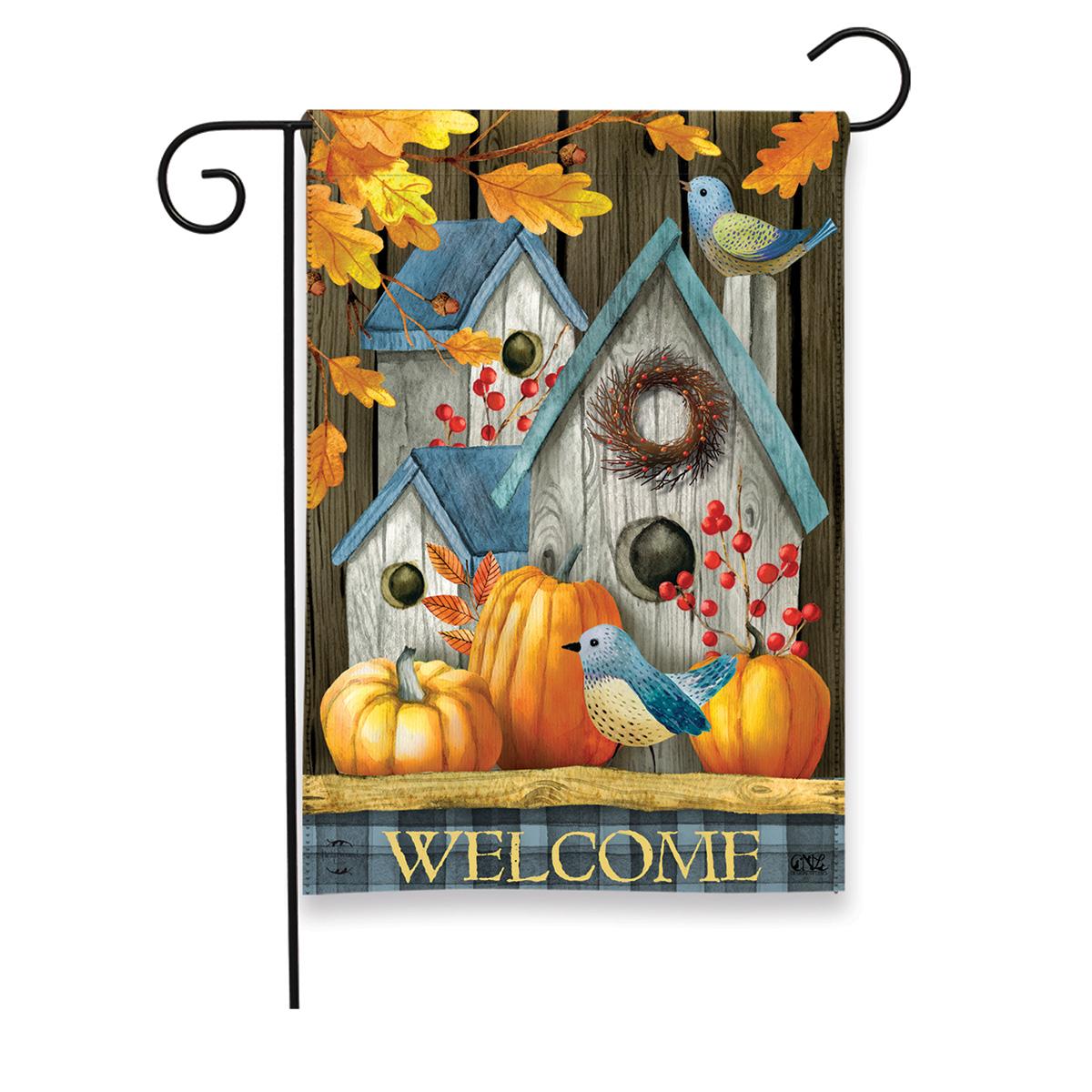 Briarwood Lane Rustic Fall Birdhouse Welcome Garden Flag