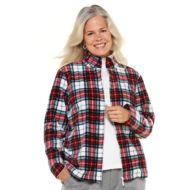 Plus Size Bonnie Evans Plaid Polar Fleece Zipper Jacket