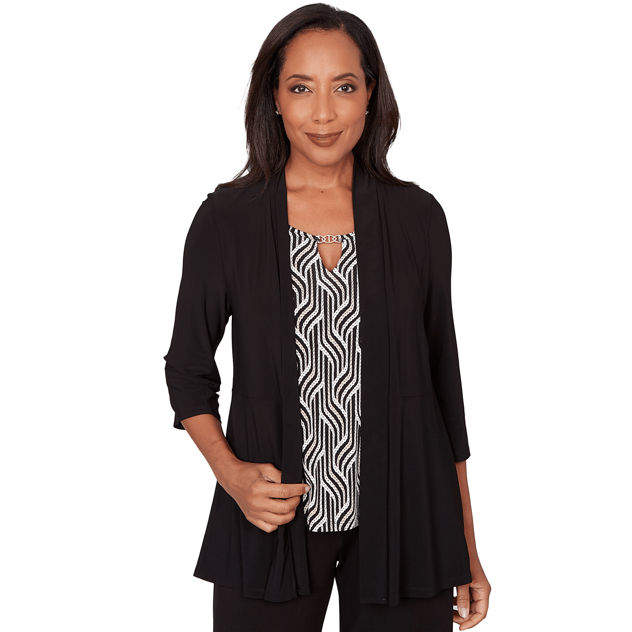 Womens Alfred Dunner Seville Geometric Two In One Blouse