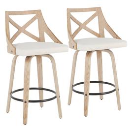 LumiSource Charlotte Farmhouse Swivel Counter Stools - Set of 2