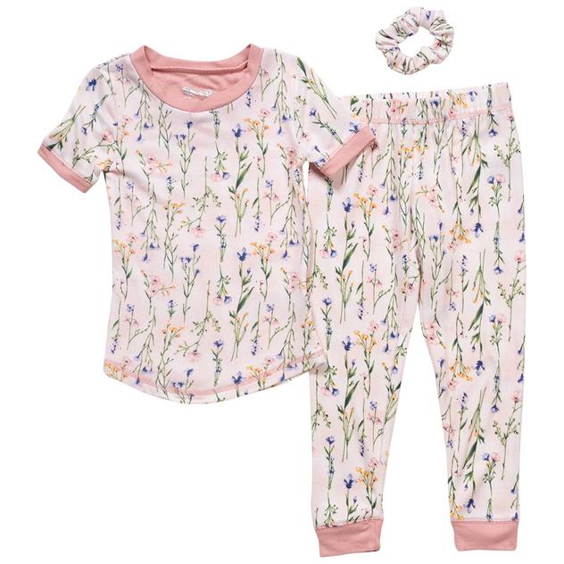 Girls (4-6) Sleep On It® Short Sleeve Tight Fit Floral Pajama Set