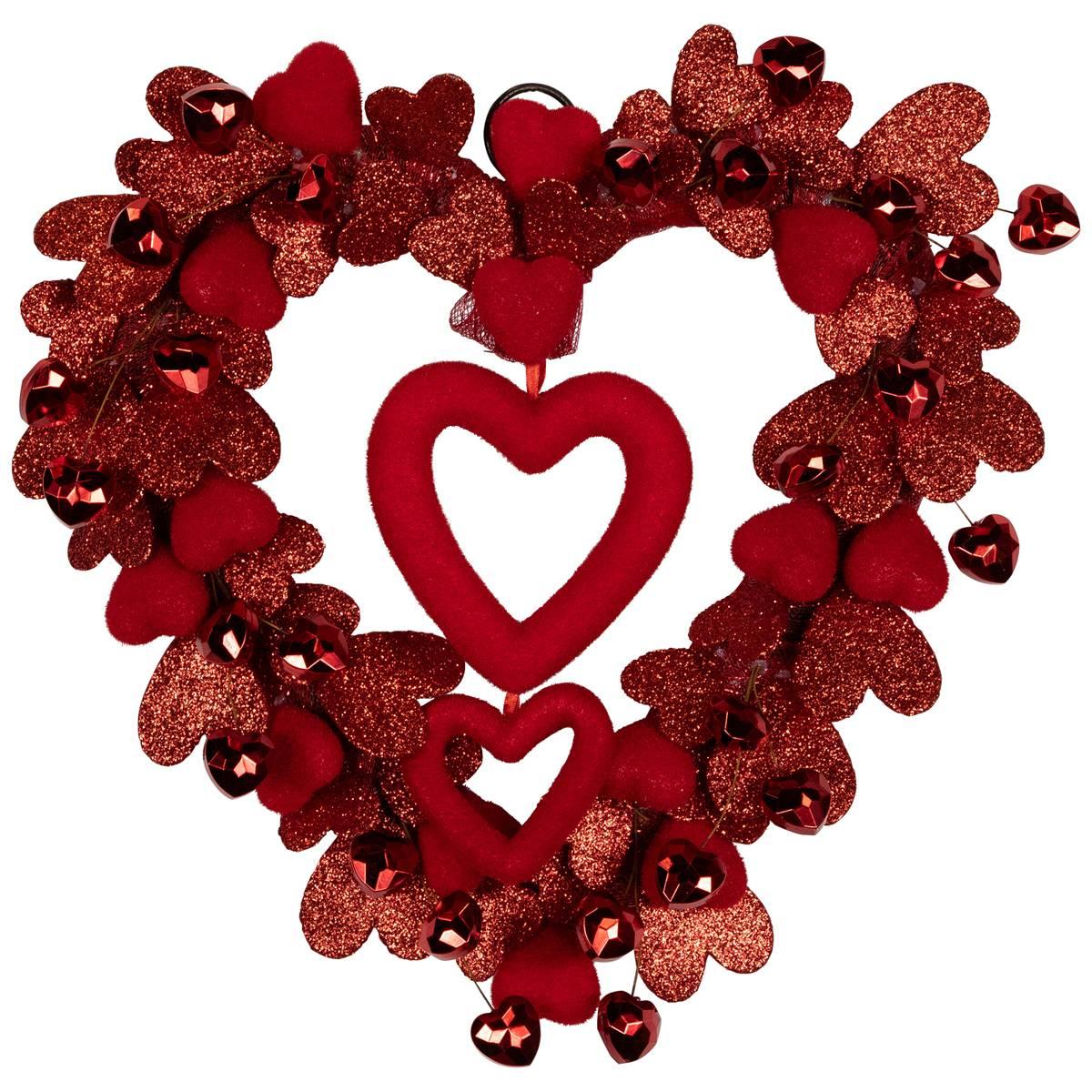 Northlight Seasonal Red Heart Glittered Valentine''s Day Wreath