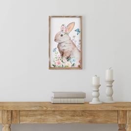 Northlight Seasonal Easter Bunny with Flowers Framed Wall Sign