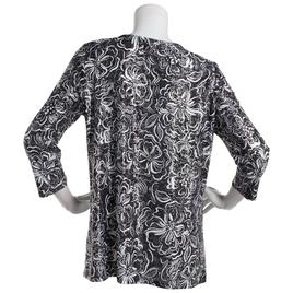 Womens Emily Daniels 3/4 Sleeve Foil Floral Bar Neck Blouse