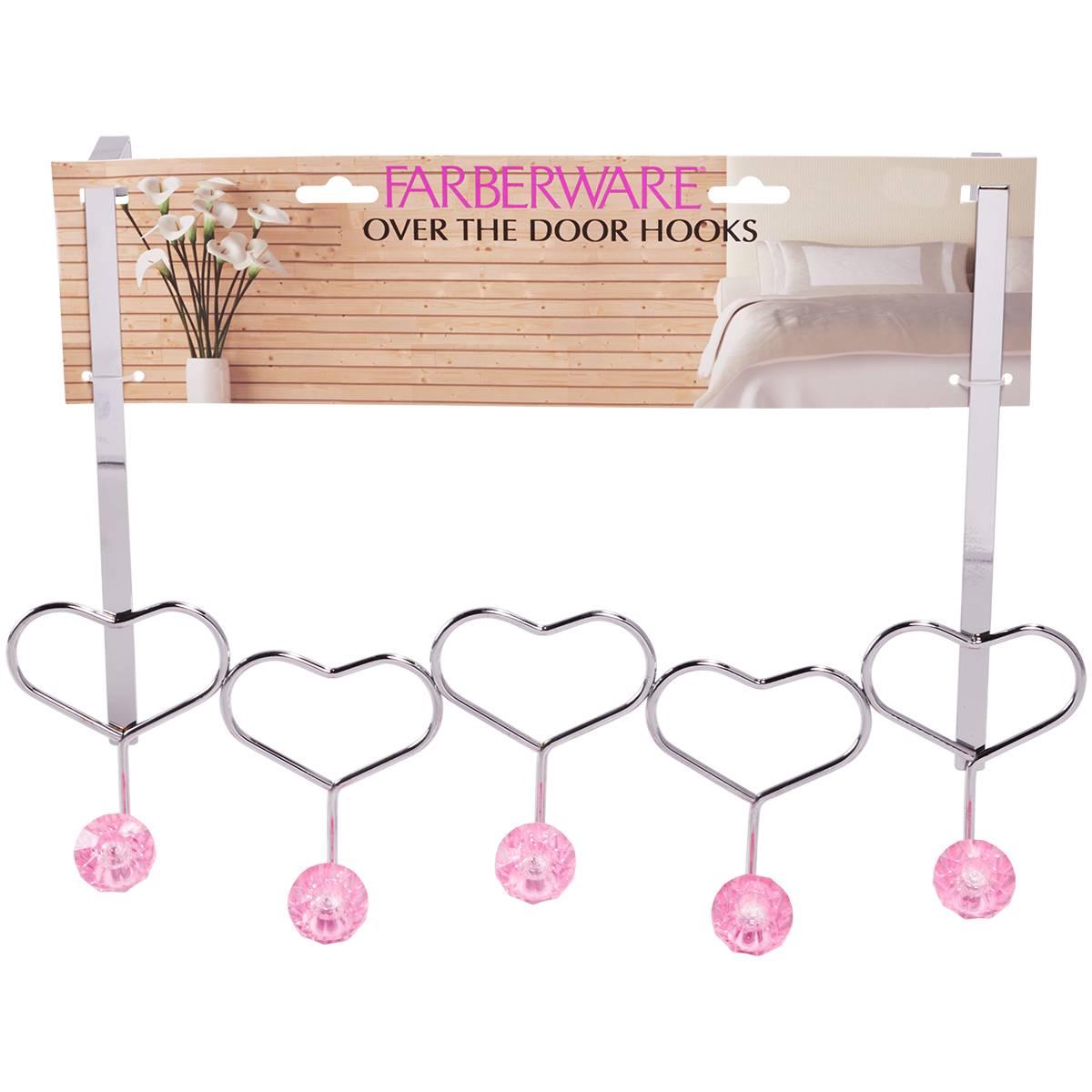 Farberware(R) 5 Over the Door Hooks with Heart Crystals