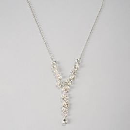 Rosa Rhinestones Clear Rhinestone & Faux Pearl Floral Y-Necklace