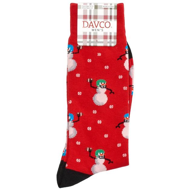 Mens Davco Christmas Football Snowman Crew Socks