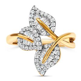 Haus of Brilliance 18kt. Gold Plated 1/2ctw. Diamond Leaf Ring