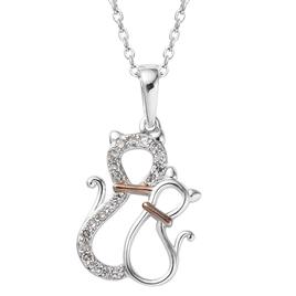 Nova Star® 1/10ctw. Lab Grown Diamond 2-Cat Pendant Necklace