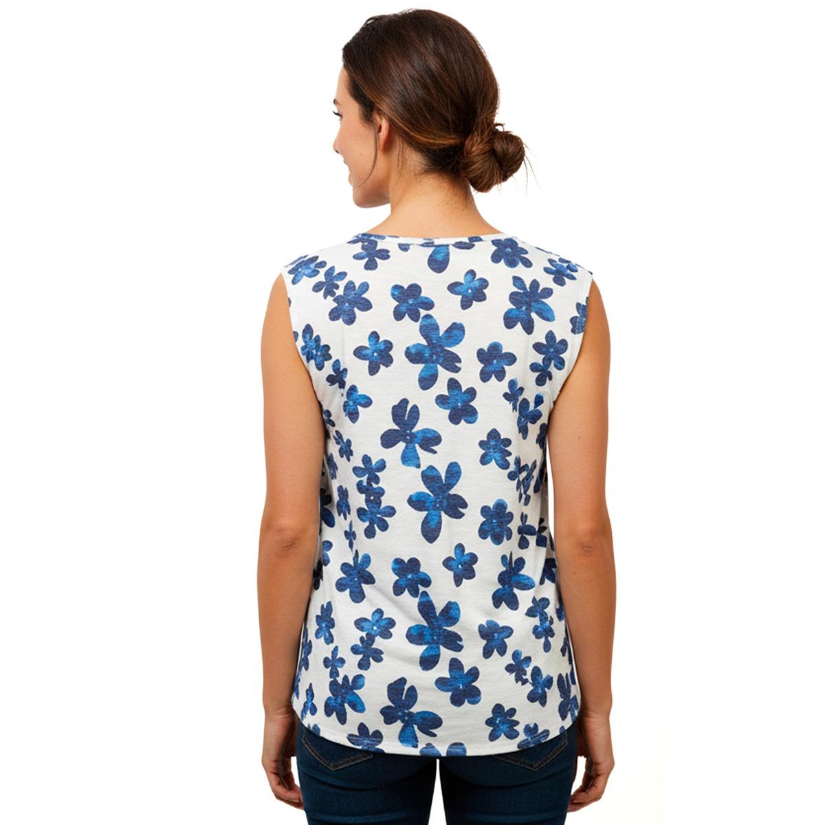 Womens French Laundry Sleeveless Crew Neck Floral Blouse