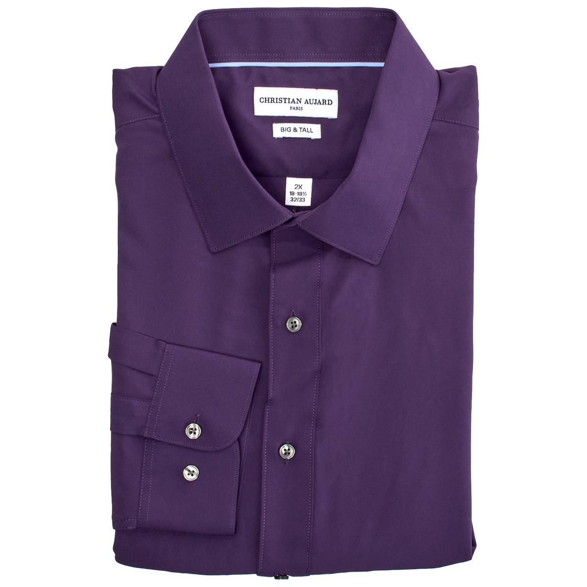 Mens Big & Tall Christian Aujard Stretch Dress Shirt - Purple