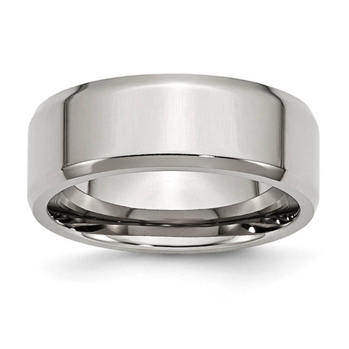 Mens Gentlemen's Classics(tm) Steel Beveled Edge 8mm Wedding Band