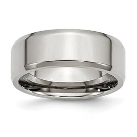 Mens Gentlemen's Classics(tm) Steel Beveled Edge 8mm Wedding Band