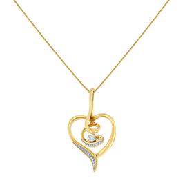 Espira 10kt. Gold Round Cut Diamond Swirl Heart Necklace