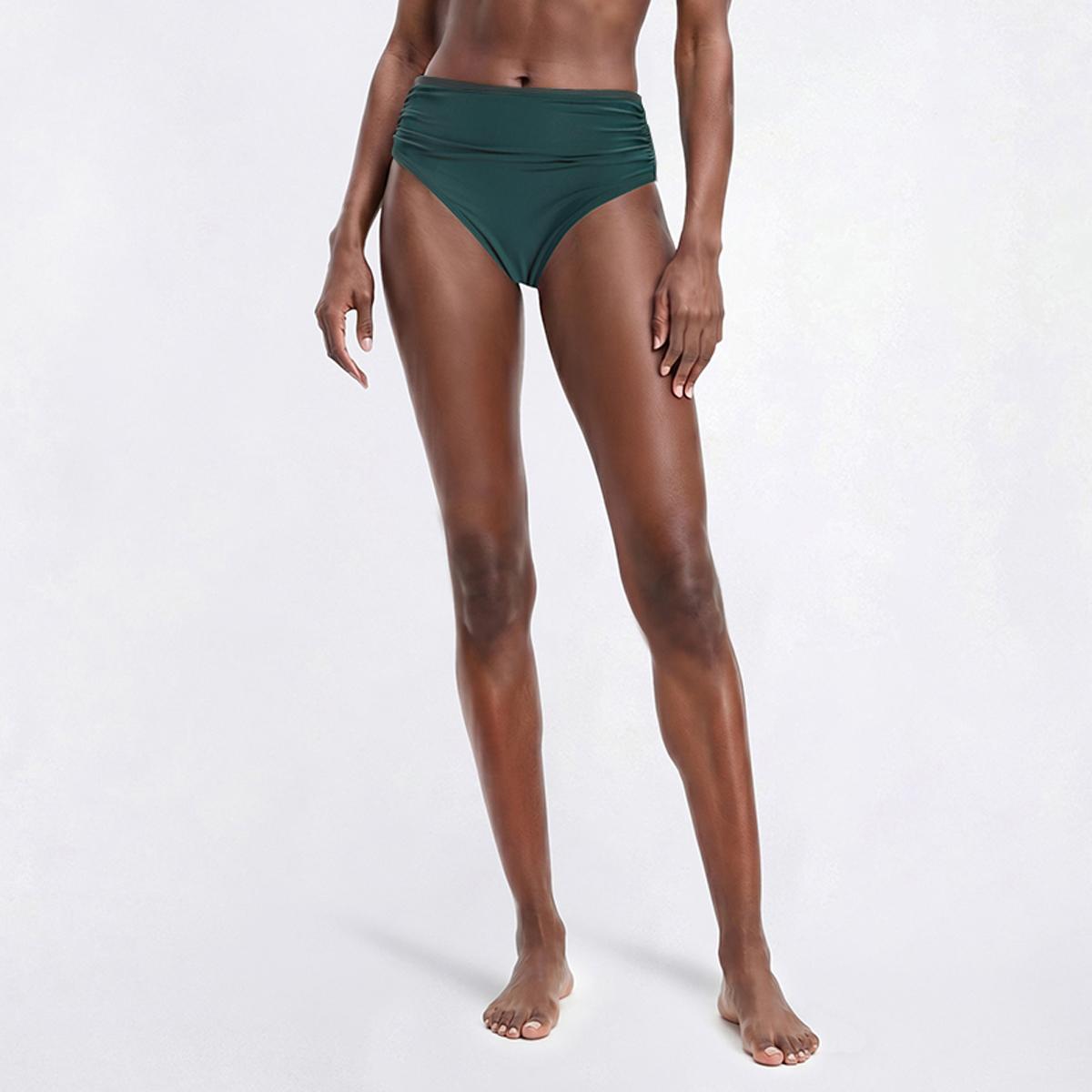 Womens Cupshe Solid Shirred High Waist Swim Bottom