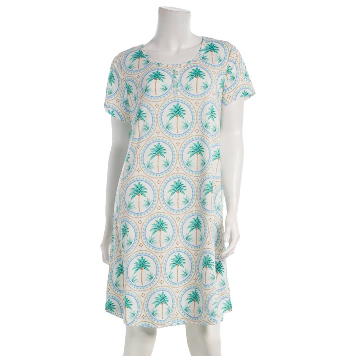 Womens MUK LUKS® Short Sleeve Lotus Palm Tile Nightshirt